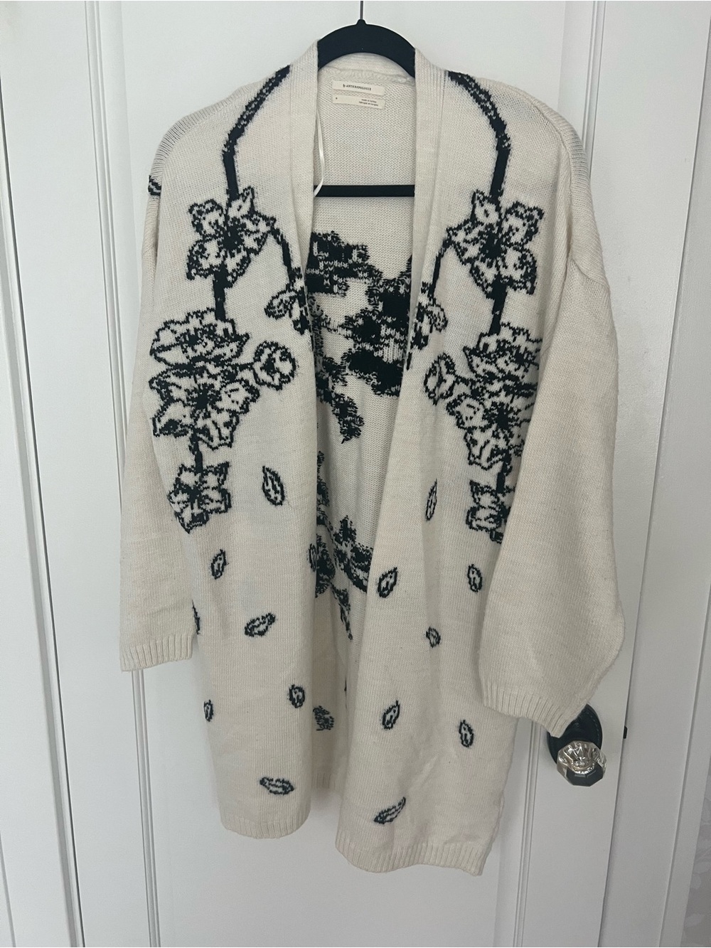 Anthropologie Cream Floral Open-Front Women's Cardigan Sweater